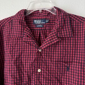 Ralph Lauren Caldwell Fit Plaid Button Down Shirt Men's XL Red Navy Pony Xmas
